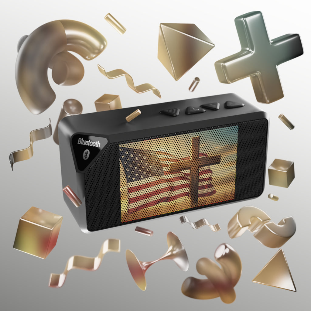 Bluetooth Speaker — American Flag & Cross Vintage Design