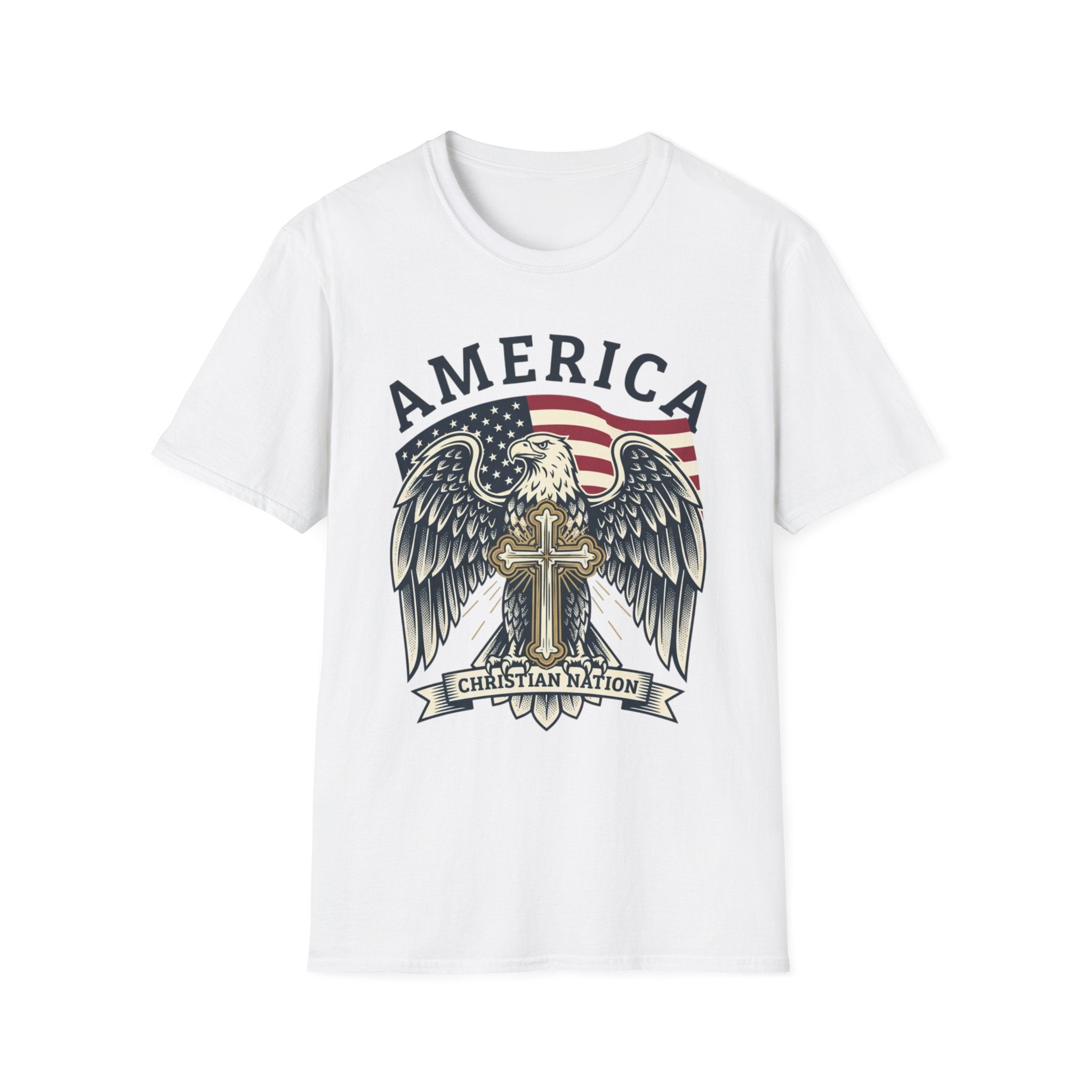 America Christian Nation Eagle Cross T-Shirt