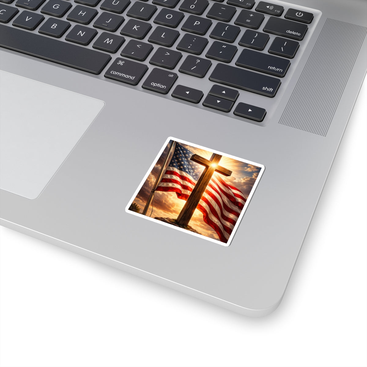 American Flag & Cross Sticker
