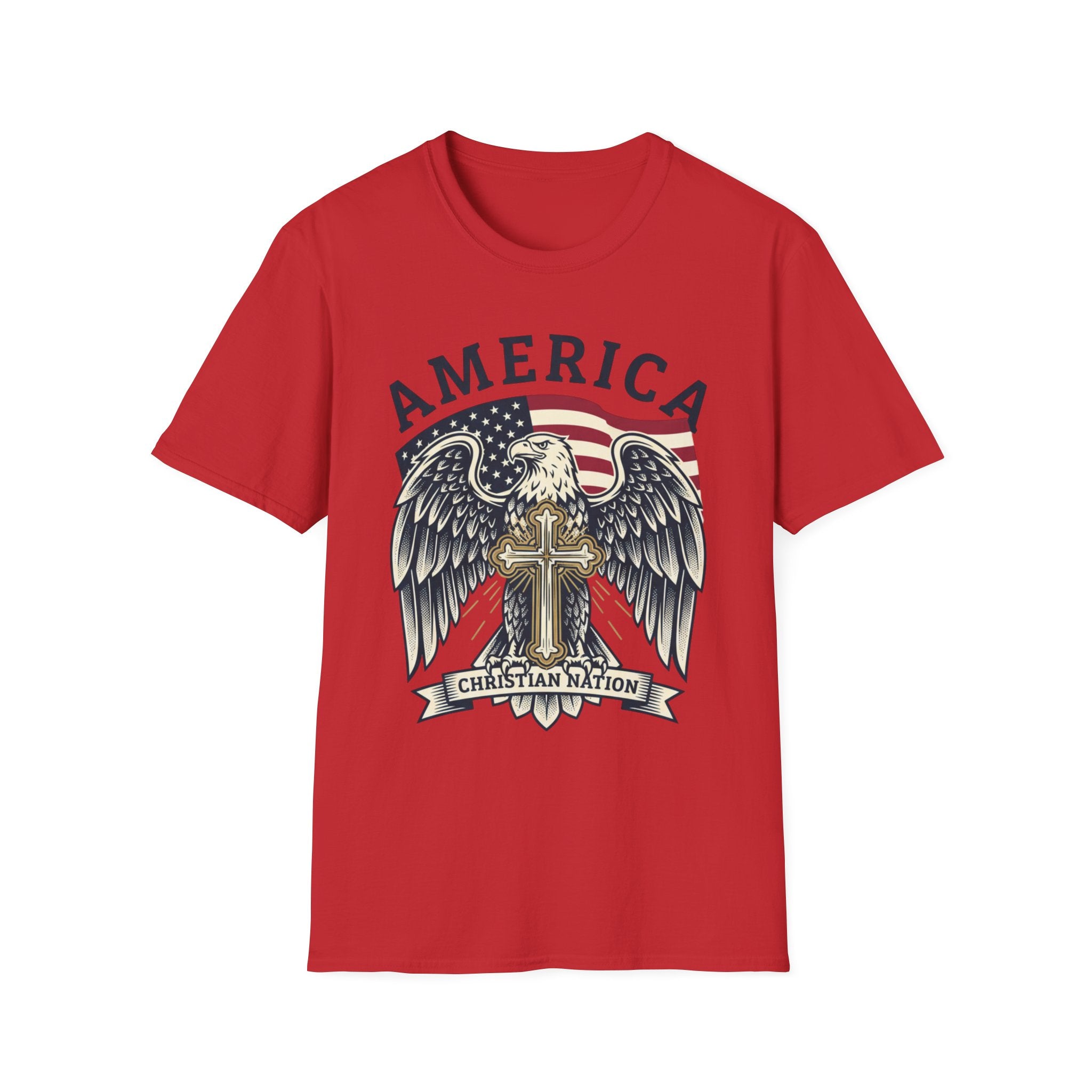 America Christian Nation Eagle Cross T-Shirt