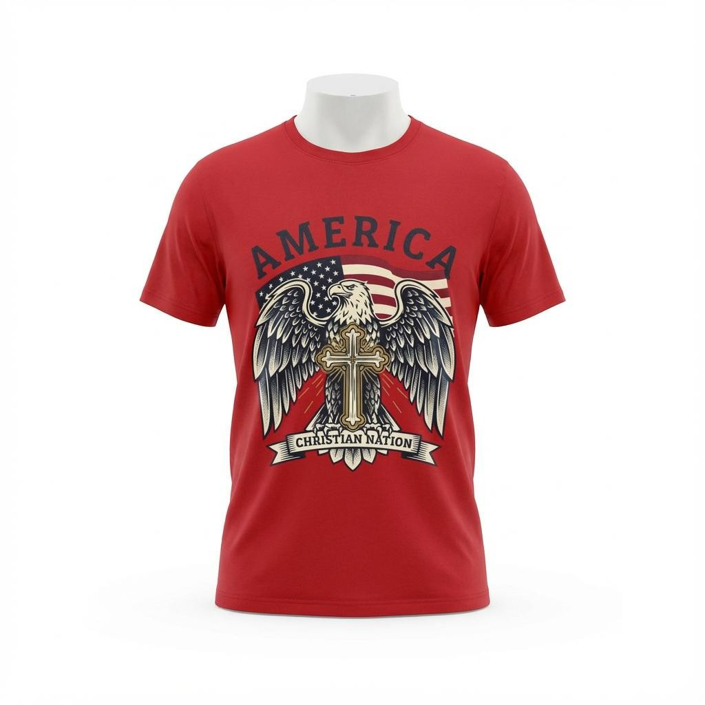 America Christian Nation Eagle Cross T-Shirt