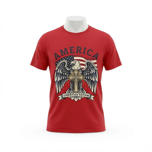 America Christian Nation Eagle Cross T-Shirt