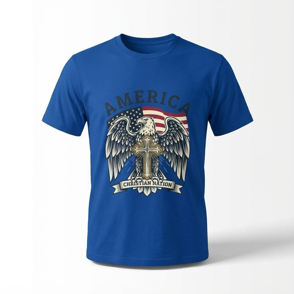 America Christian Nation Eagle Cross T-Shirt