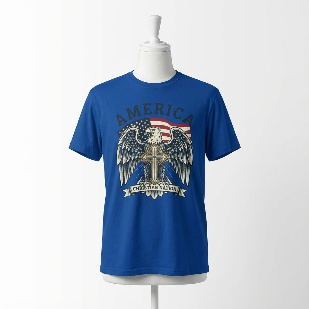 America Christian Nation Eagle Cross T-Shirt