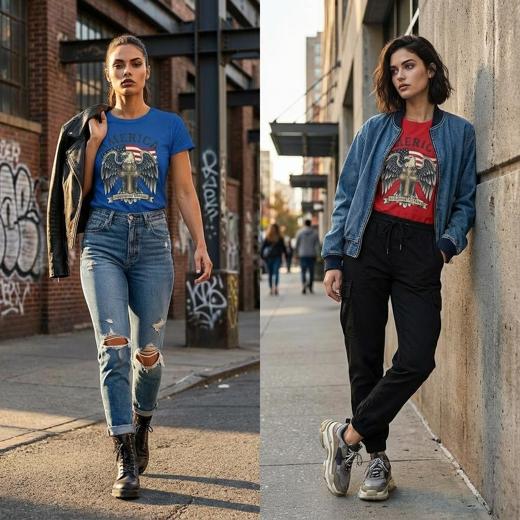 America Christian Nation Eagle Cross T-Shirt