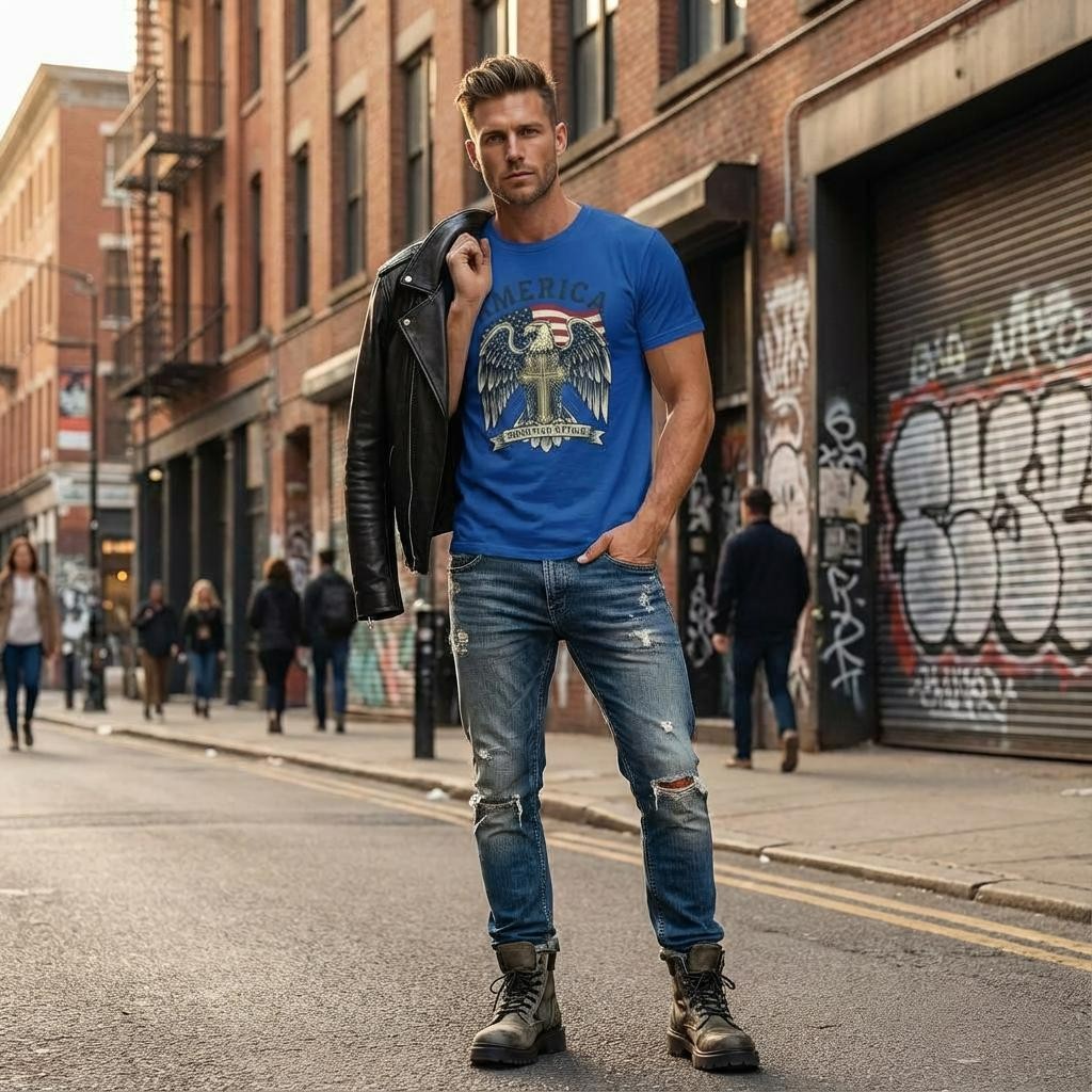 America Christian Nation Eagle Cross T-Shirt