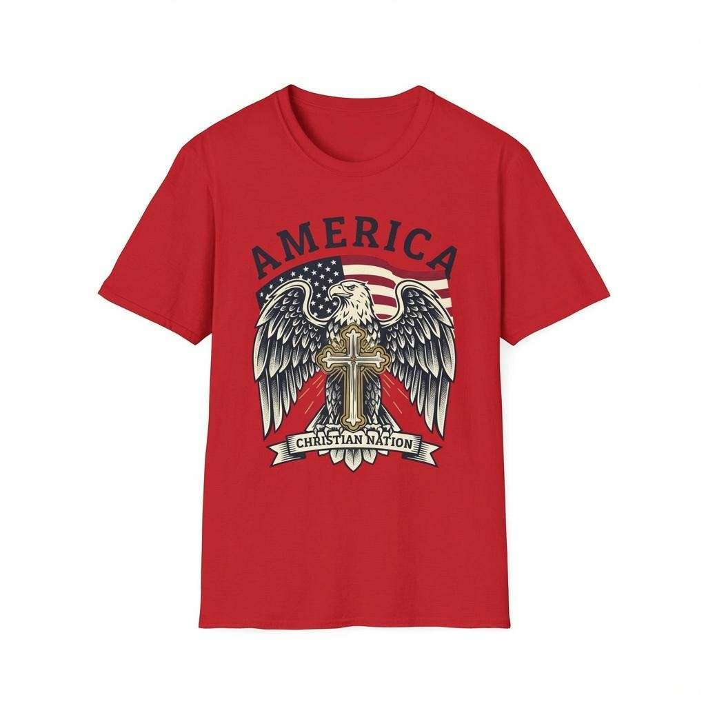 America Christian Nation Eagle Cross T-Shirt