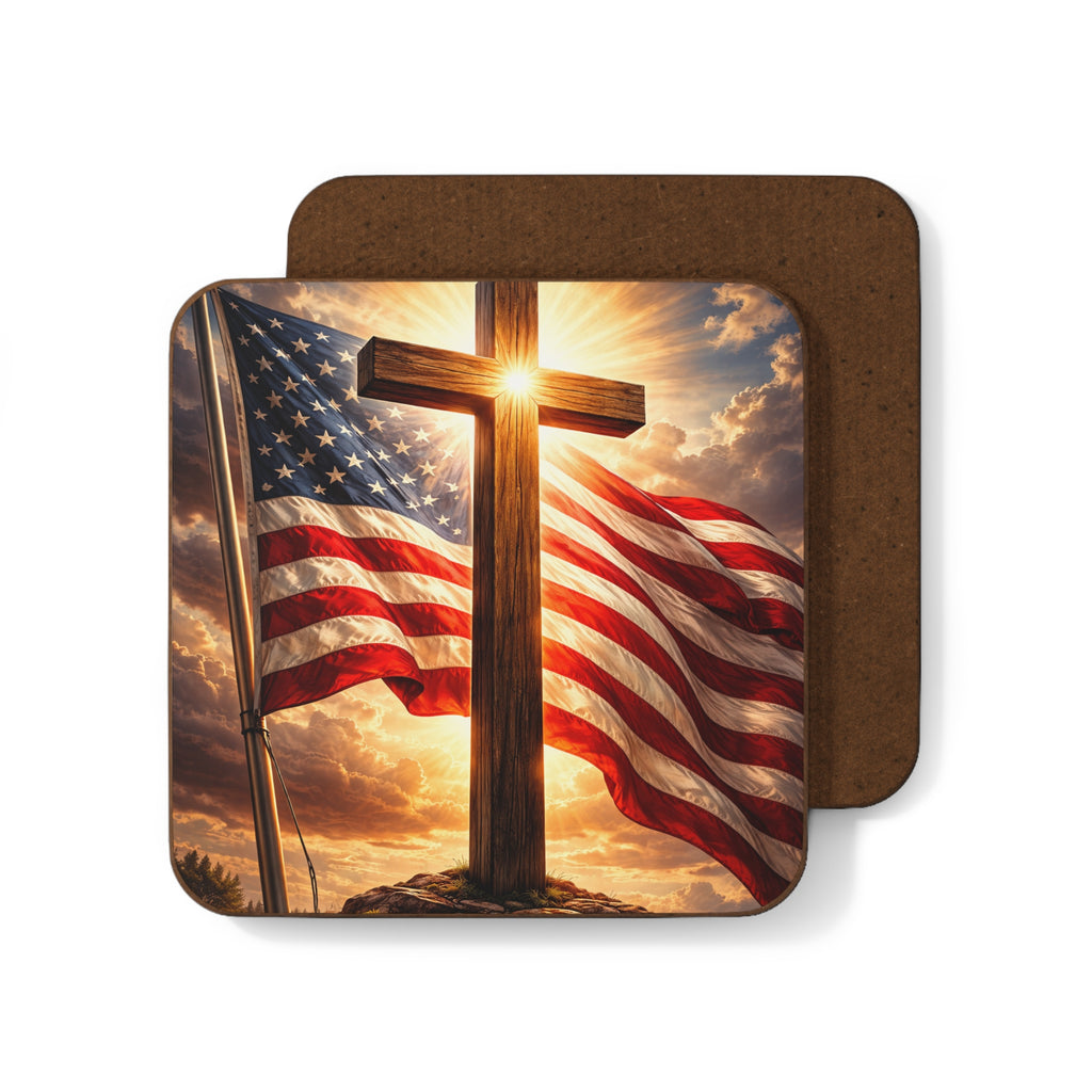 American Flag & Cross Coaster